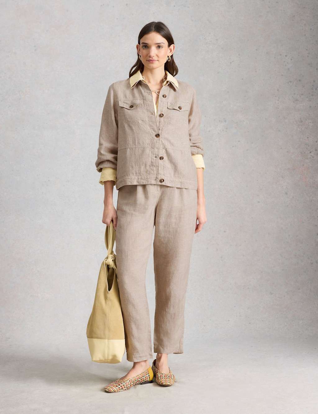 White Stuff Women's Pure Linen Lightweight Collared Jacket - 16 - Natural - Available at M&S