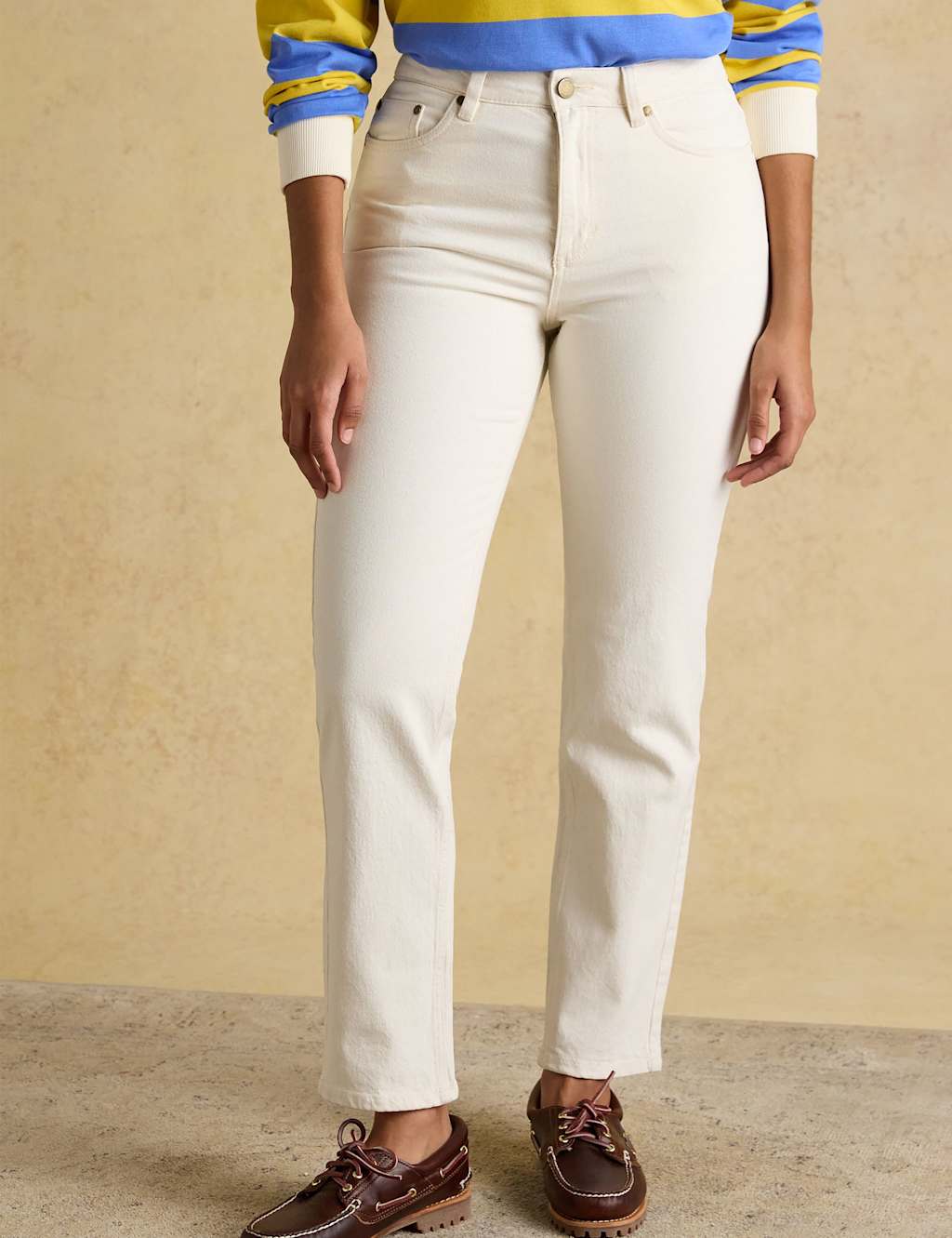 Joules Women's Slim Straight Leg Ankle Grazer Jeans - 8 - Cream - Available at M&S
