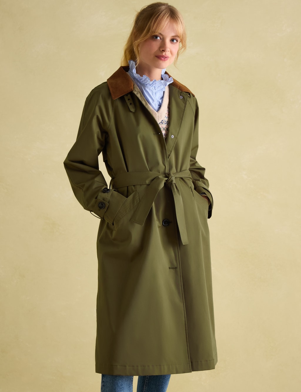 Cotton Rich Waterproof Belted Trench Coat