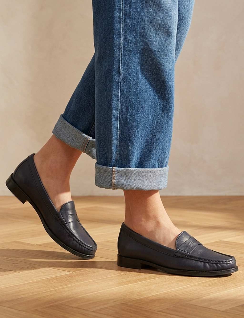 Jones Bootmaker Women's Wide Fit Suede Loafers - 5 - Navy - Available at M&S