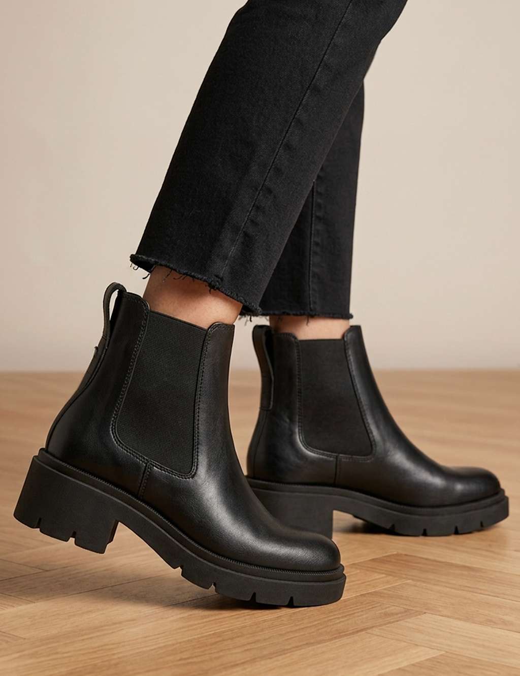 Jones Bootmaker Women's Leather Chelsea Block Heel Ankle Boots - 5 - Black - Available at M&S