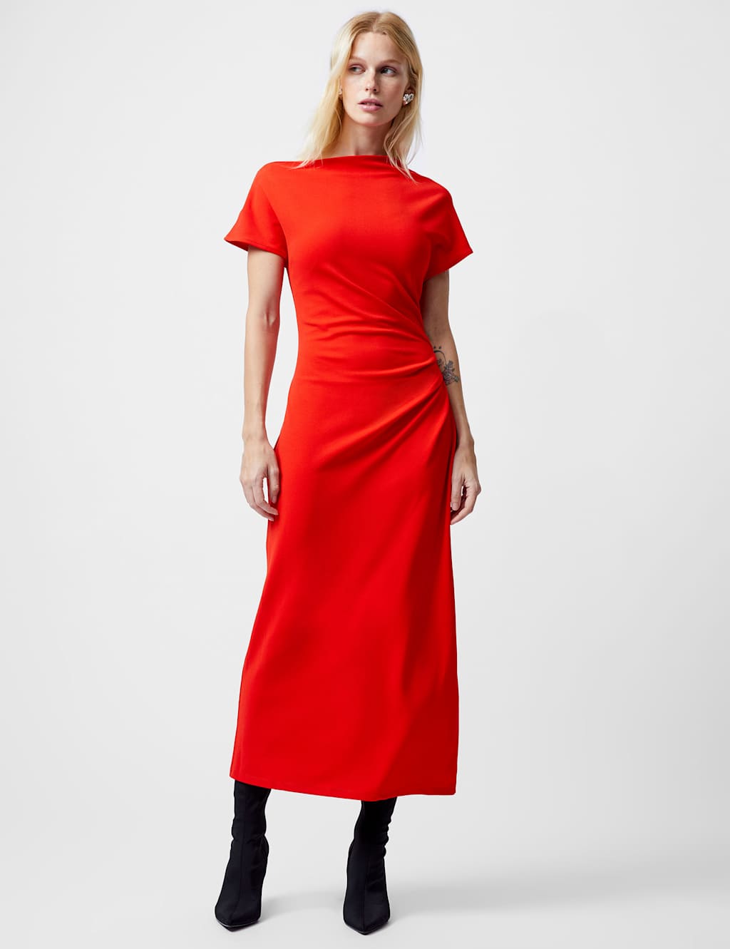 Slash Neck Midi Column Dress