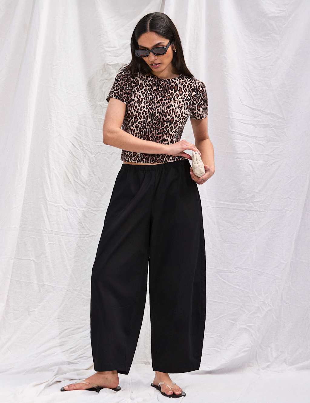 Ro&Zo Women's Jersey Animal Print Crop T-Shirt - 8 - Multi - Available at M&S