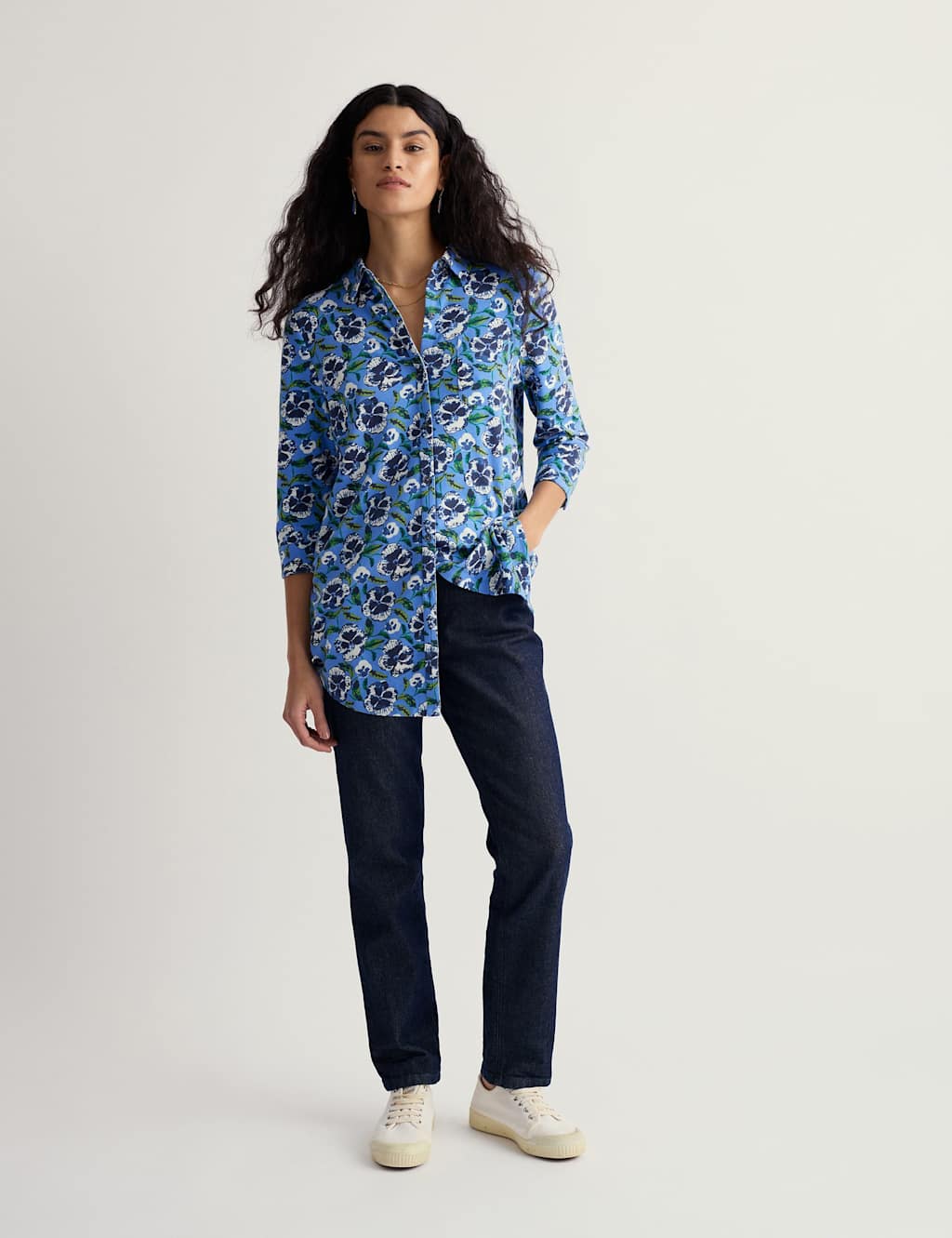 Seasalt Cornwall Women's Cotton Rich Jersey Floral Tunic - 14 - Blue Mix - Available at M&S