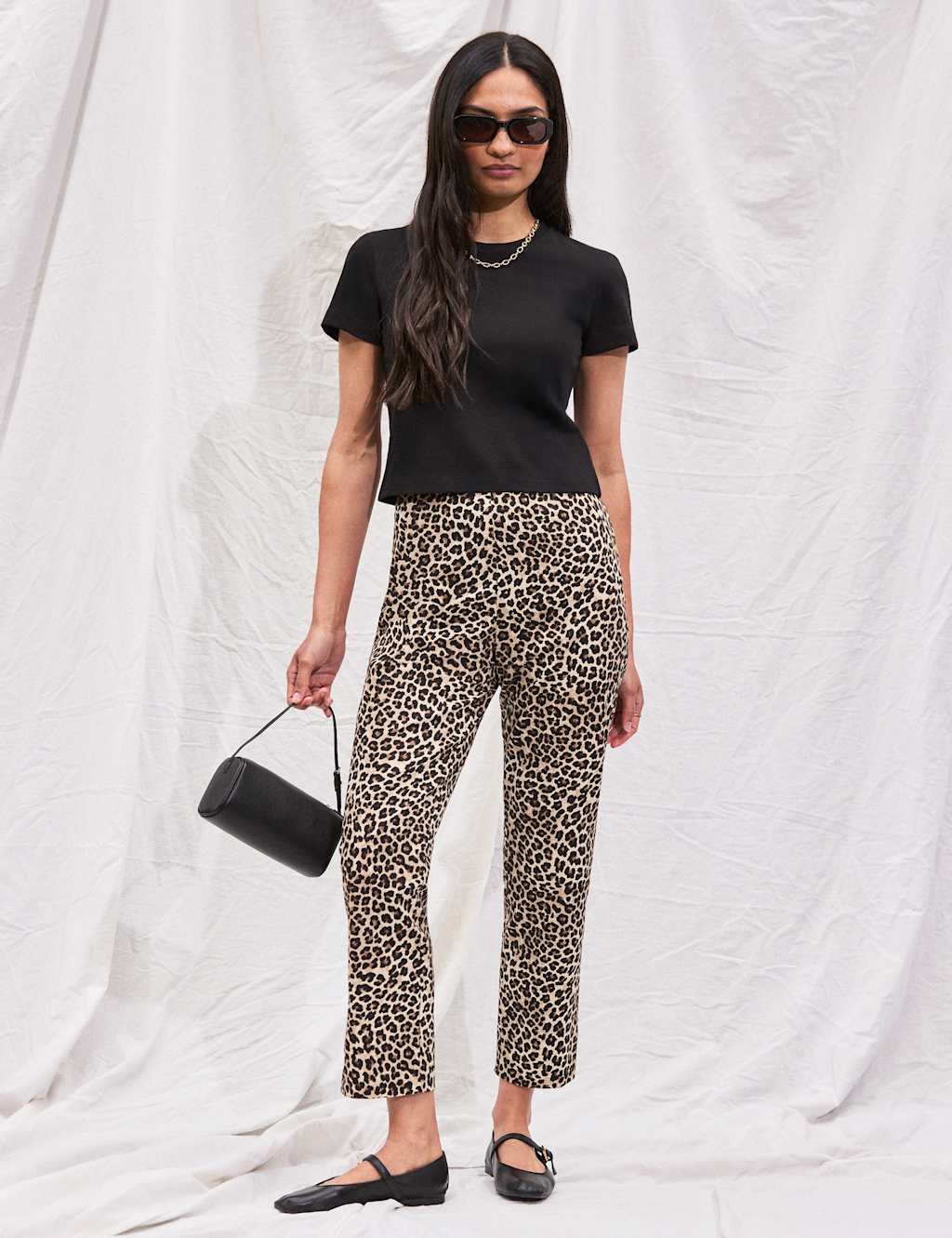 Ro&Zo Women's Cotton Rich Animal Print Slim Fit Trousers - 10 - Multi - Available at M&S