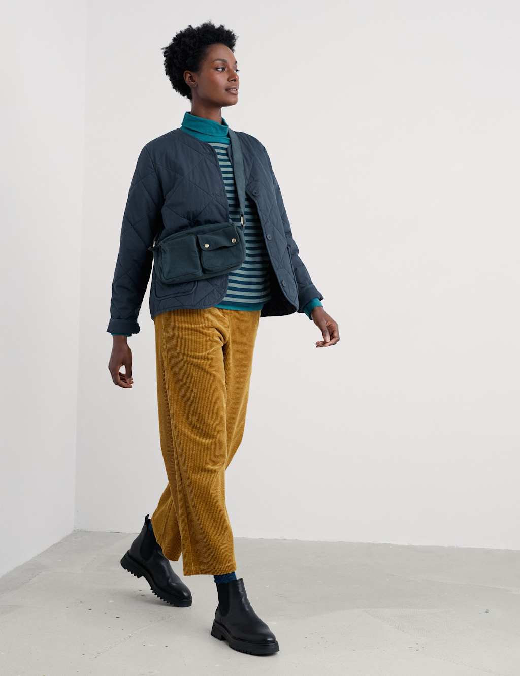 Seasalt Cornwall Pure Cotton Quilted Jacket Navy