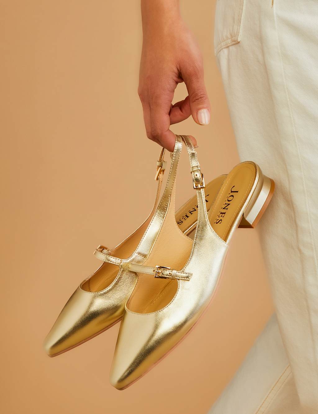 Leather Ankle Strap Flat Slingback Sandals