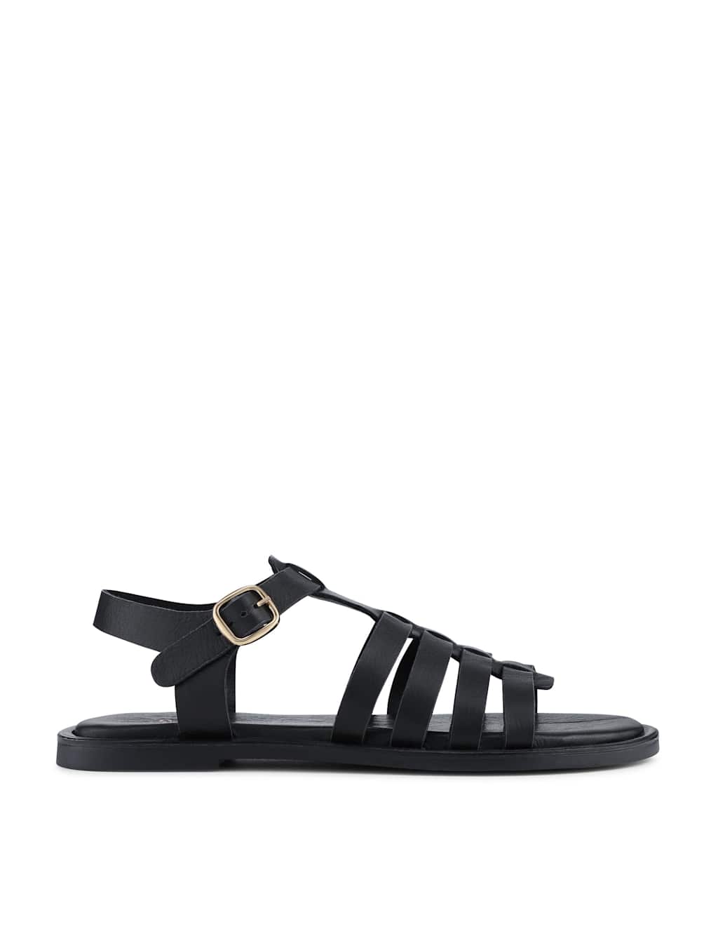 Jones Bootmaker Leather Buckle Flat Gladiator Sandals Black