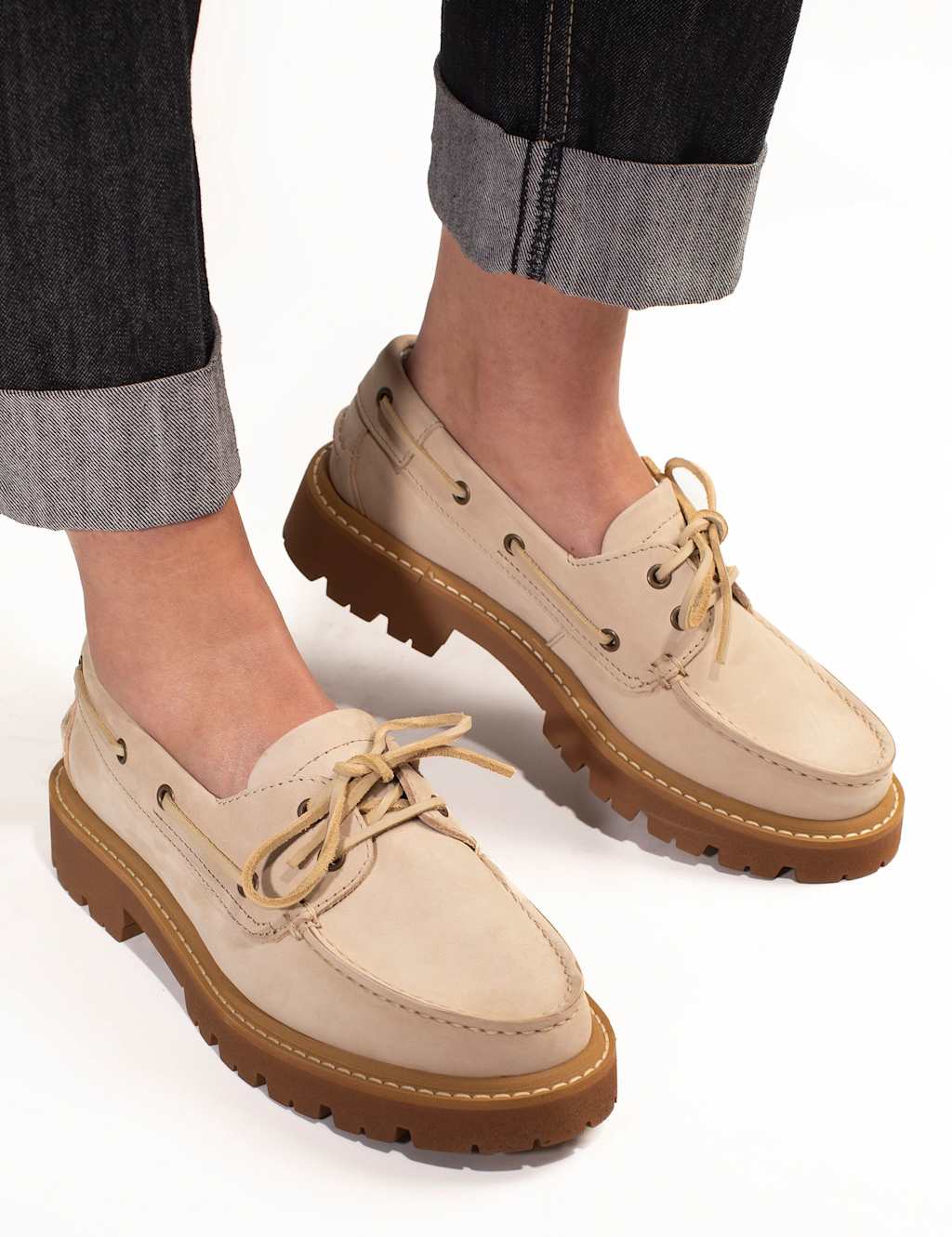 Jones Bootmaker Women's Suede Platform Moccasin Shoes - 7 - Beige - Available at M&S
