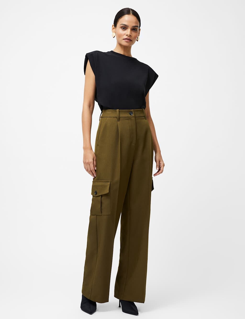 Twill Cargo Wide Leg Trousers