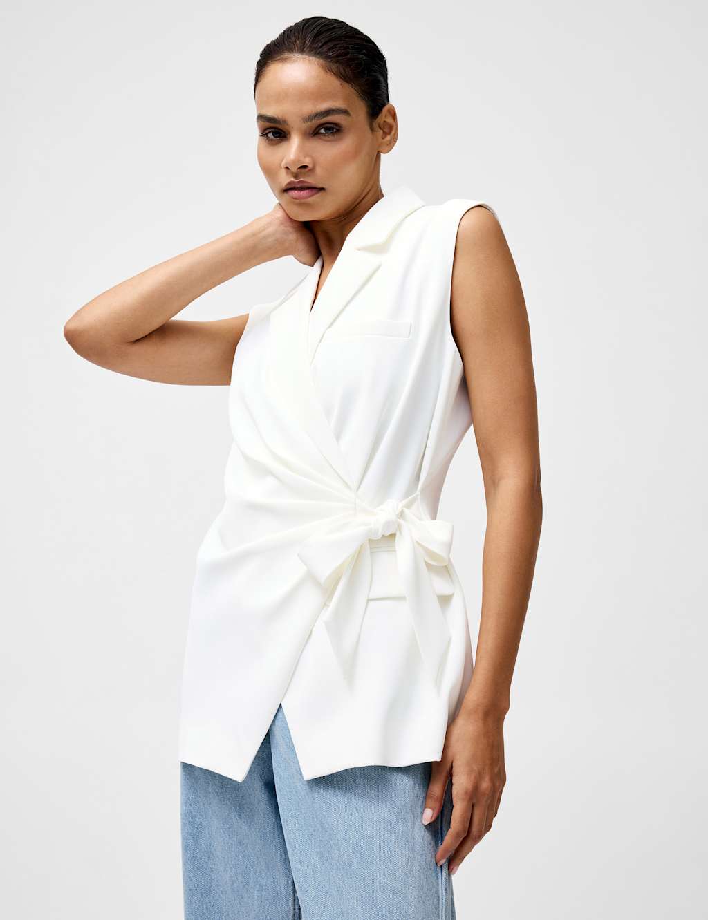 Collared Wrap Front Tailored Waistcoat