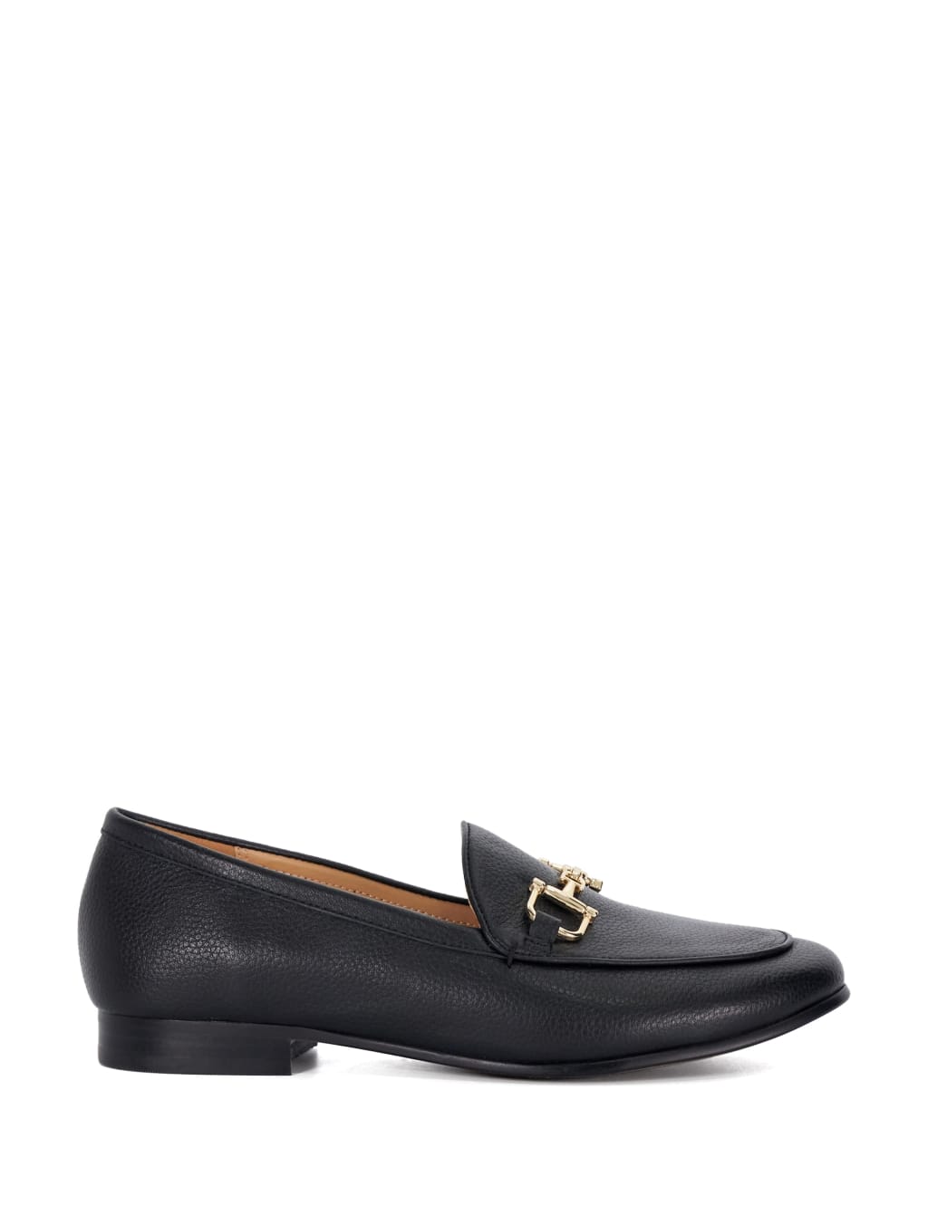 Wide Fit Leather Bar Flat Loafers