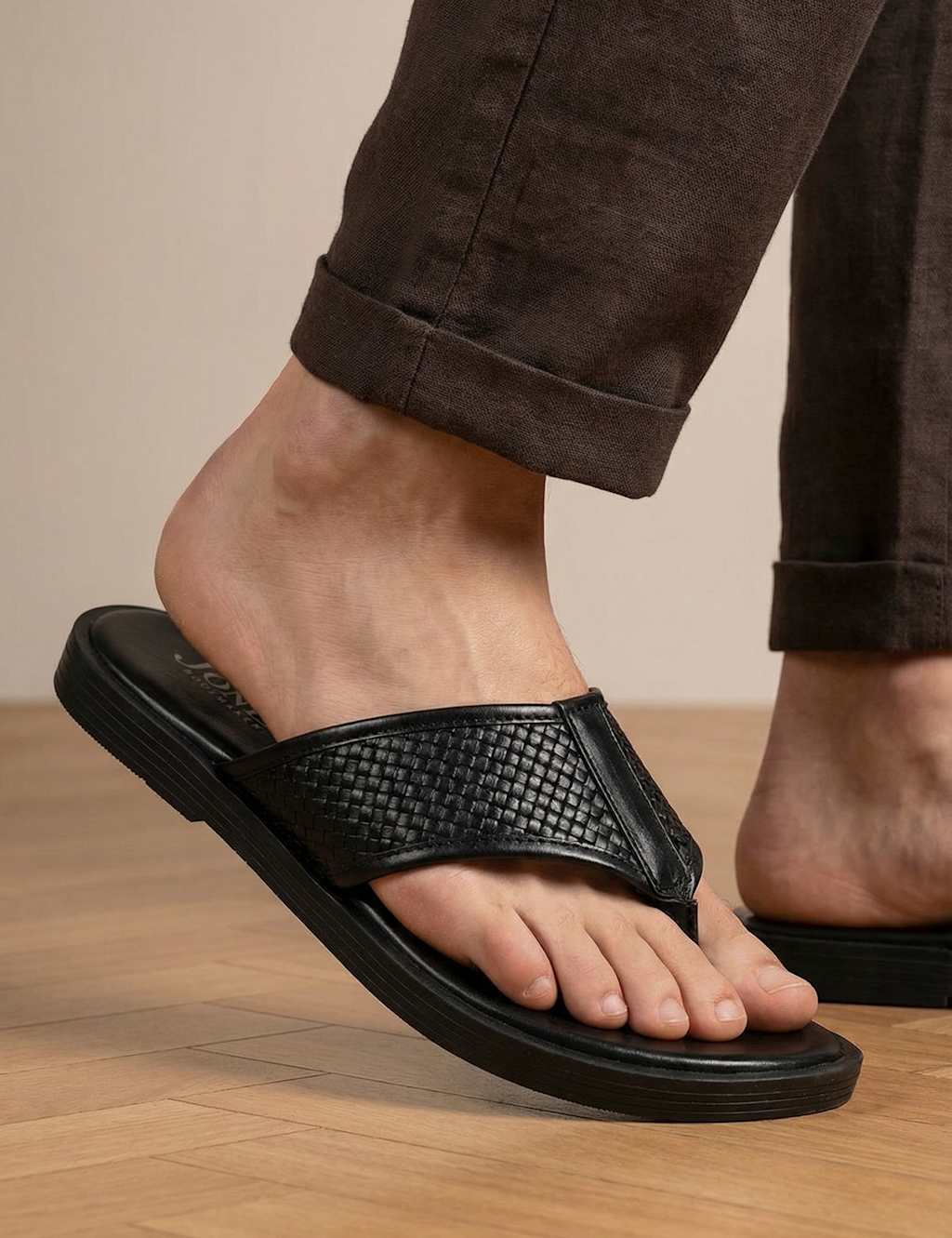 Jones Bootmaker Men's Leather Flip Flops - 10 - Black - Available at M&S