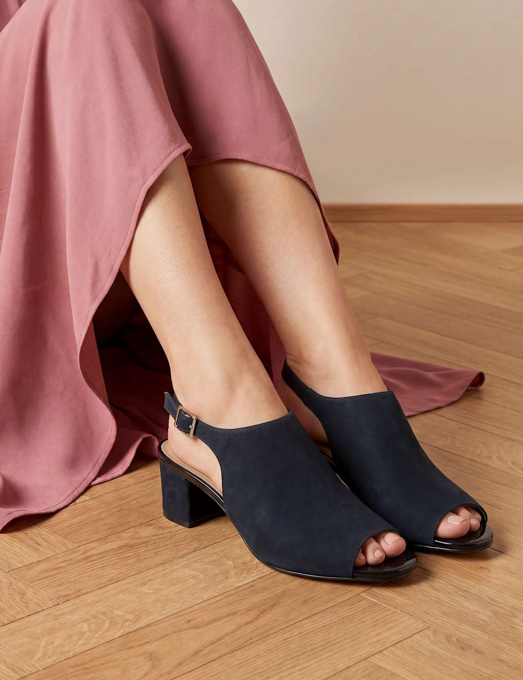 Jones Bootmaker Women's Suede Kitten Heel Pointed Court Shoes - 7 - Navy - Available at M&S