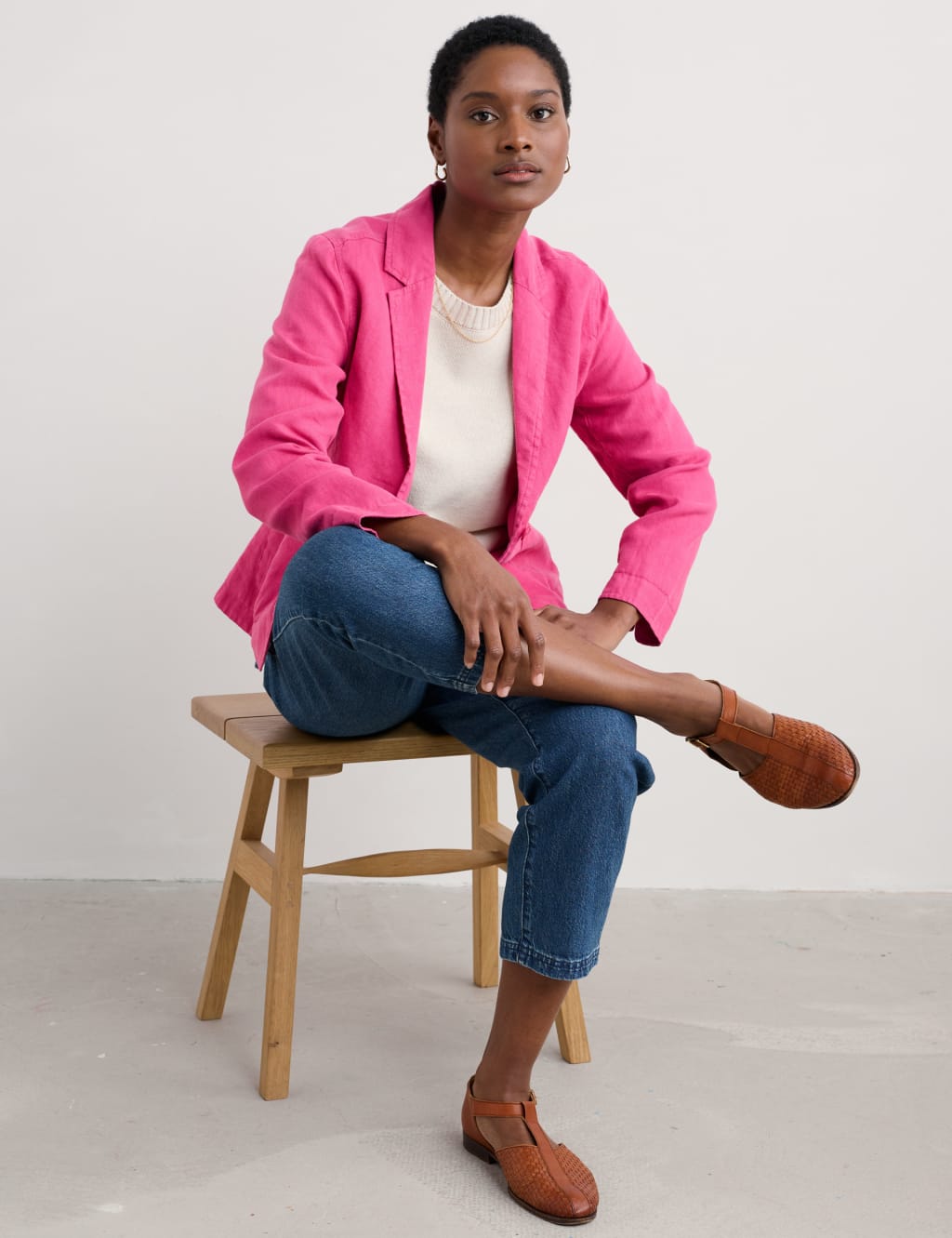 Pure Linen Single Breasted Blazer