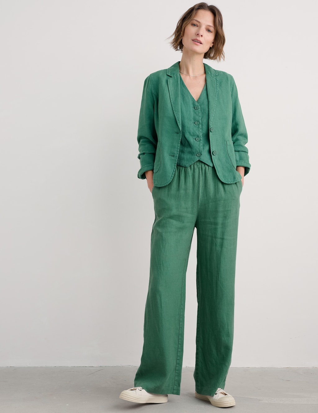 Pure Linen Single Breasted Blazer