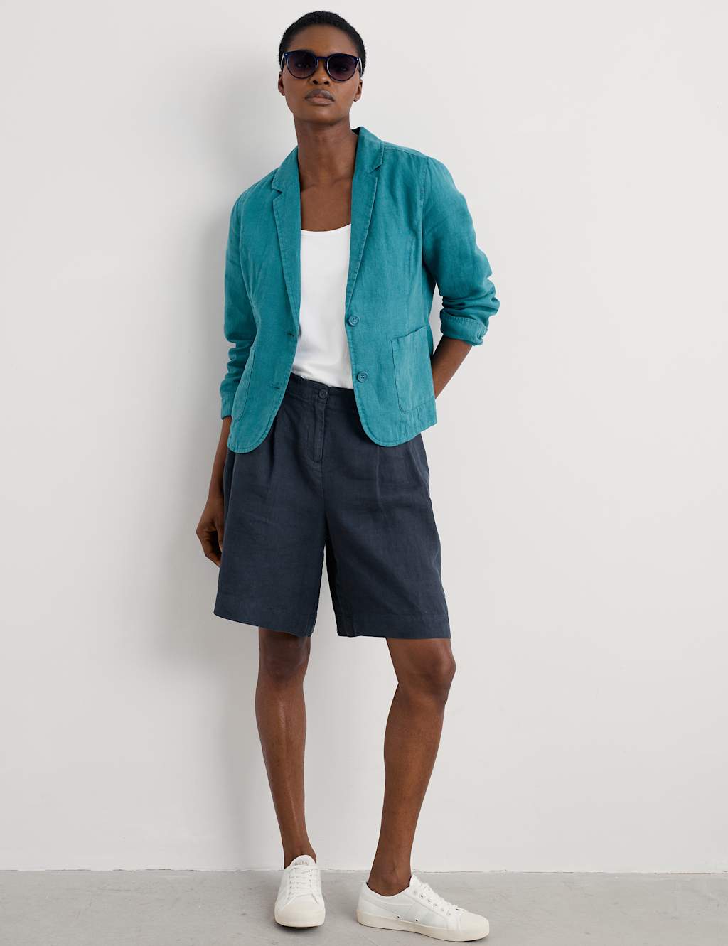 Pure Linen Single Breasted Blazer