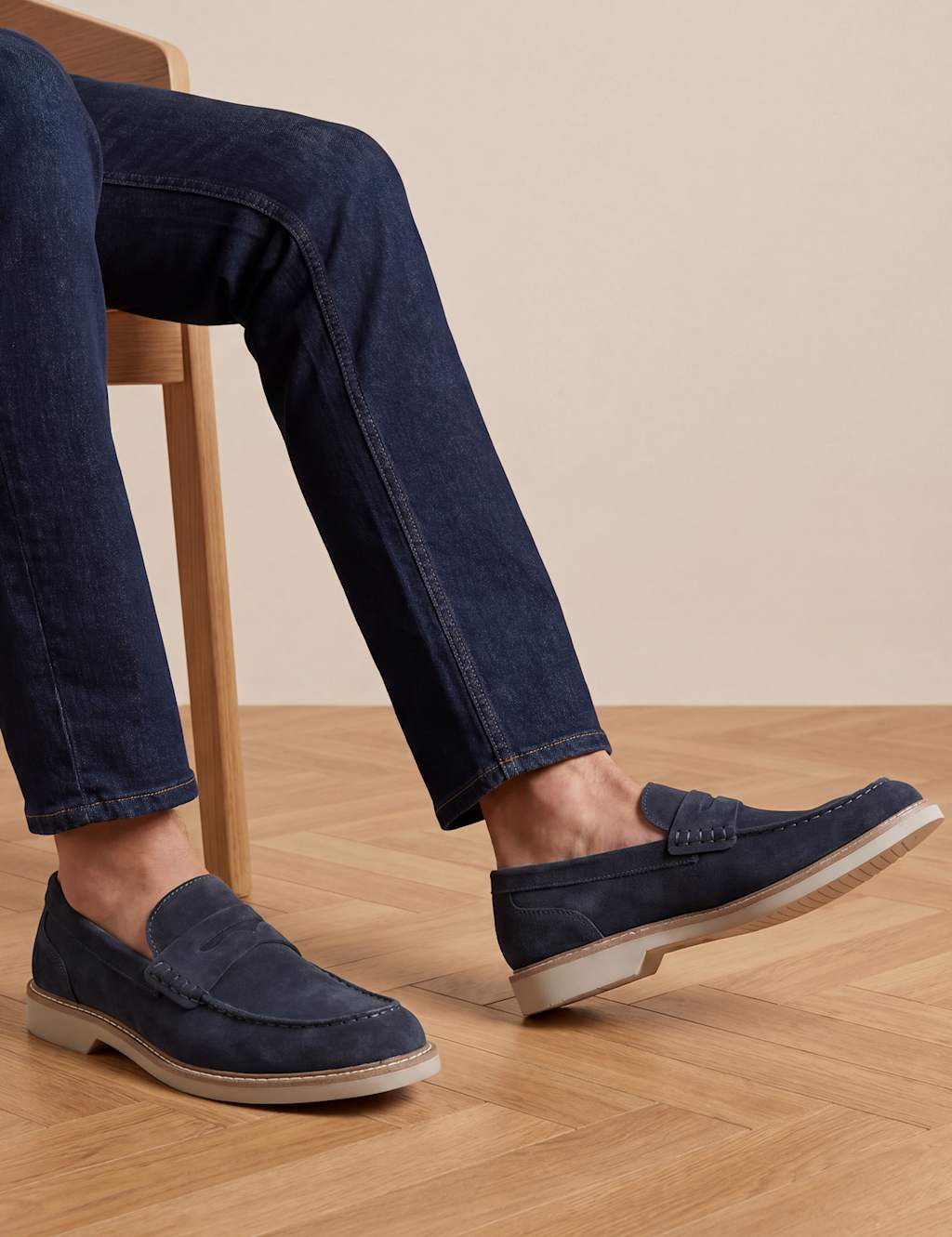 Jones Bootmaker Men's Leather Slip On Loafers - 9 - Navy - Available at M&S