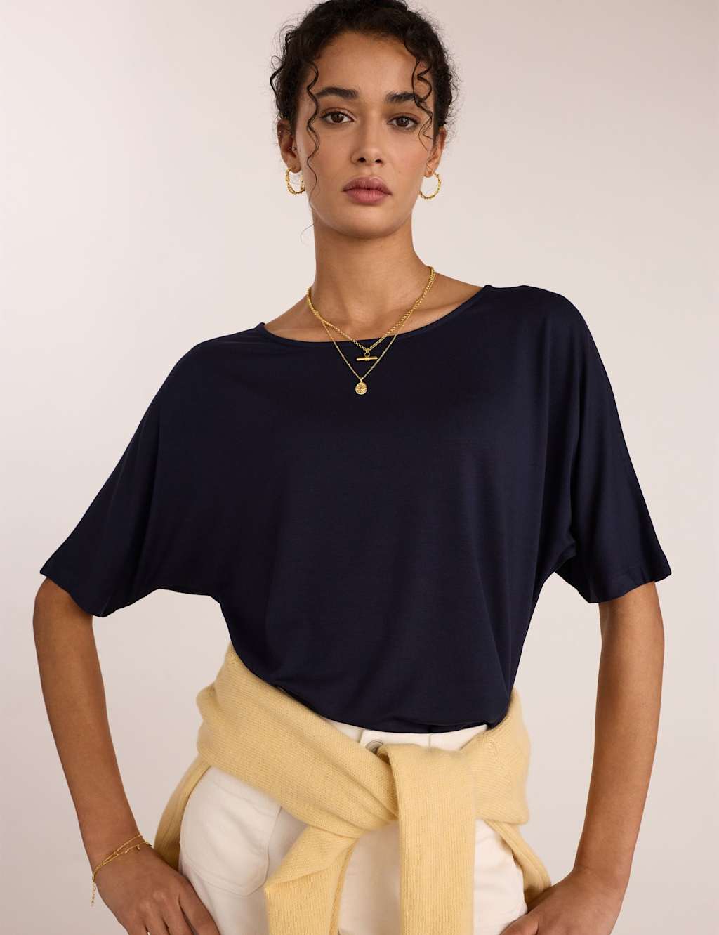 Baukjen Women's Relaxed Boat Neck T-Shirt - 14 - Navy - Available at M&S