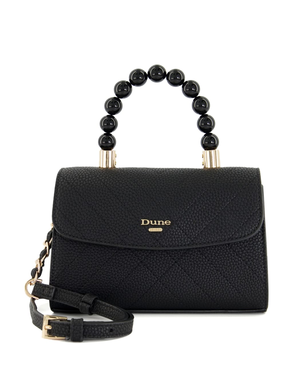 Dune London Faux Leather Quilted Mini Cross Body Bag Black