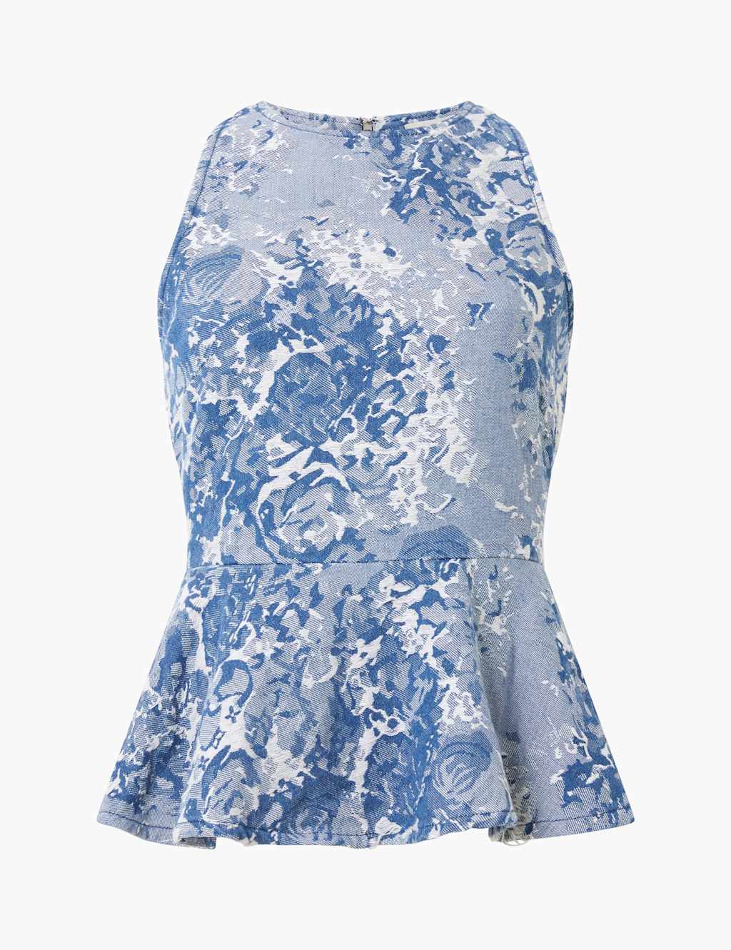 Cotton Rich Jacquard Peplum Top