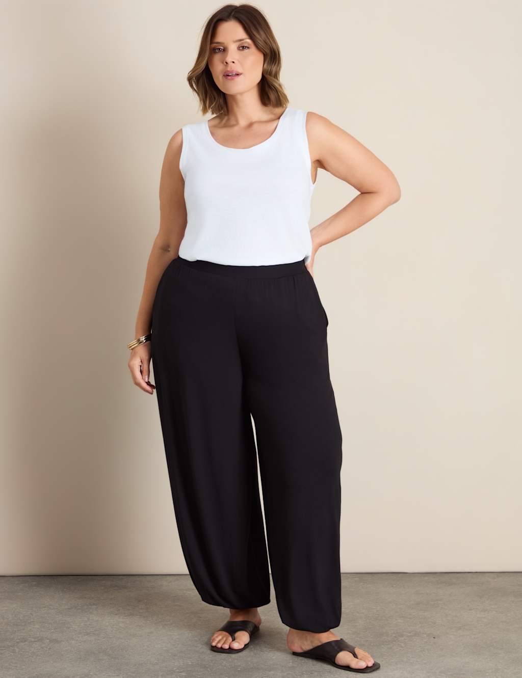 Live Unlimited London Women's Jersey Balloon Trousers - 22 - Black - Available at M&S