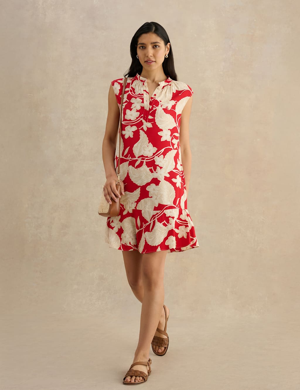 Hobbs Women's Floral Mini Tiered Dress - 12 - Red Mix - Available at M&S