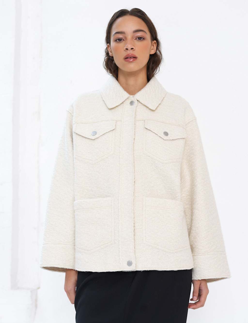 French Connection Women's Textured Collared Utility Jacket - Extra Large - Beige - Available at M&S