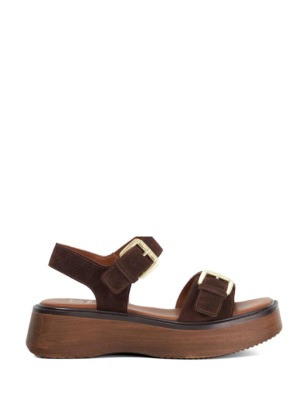 Suede Buckle Flatform Square Toe Sandals