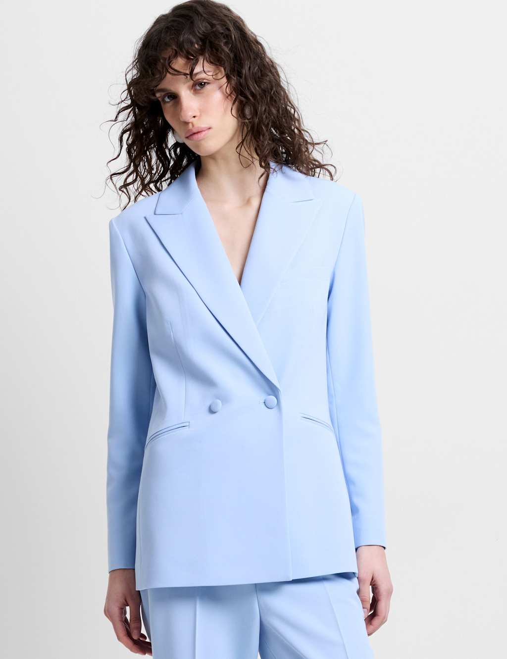 French Connection Women's Double Breasted Blazer - Extra Large - Light Blue - Available at M&S