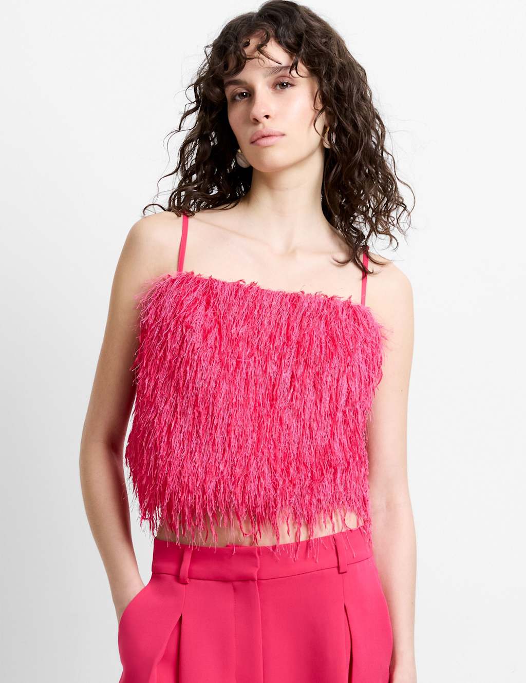 French Connection Women's Textured Square Neck Top - Extra Large - Pink - Available at M&S