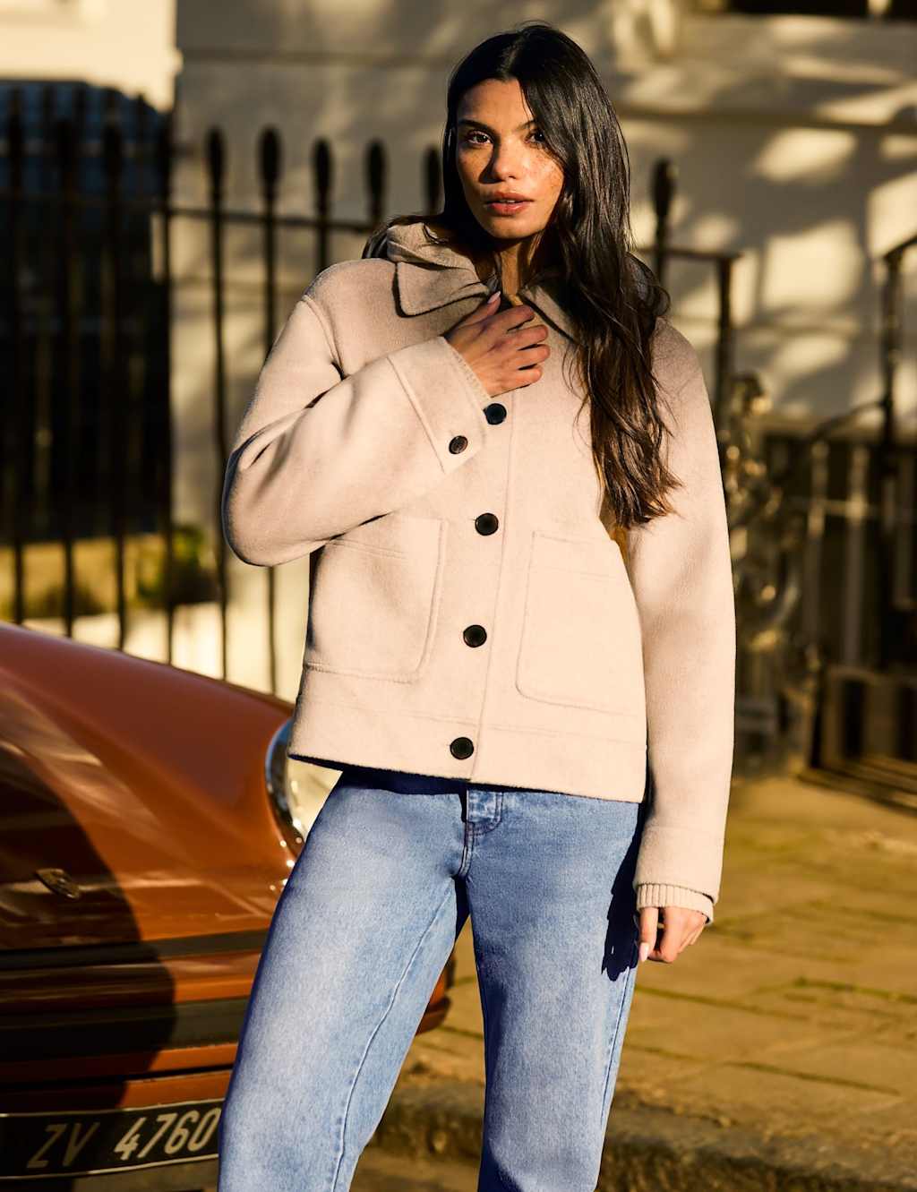 Ro&Zo Women's Wool Blend Utility Jacket - Small - Oatmeal - Available at M&S