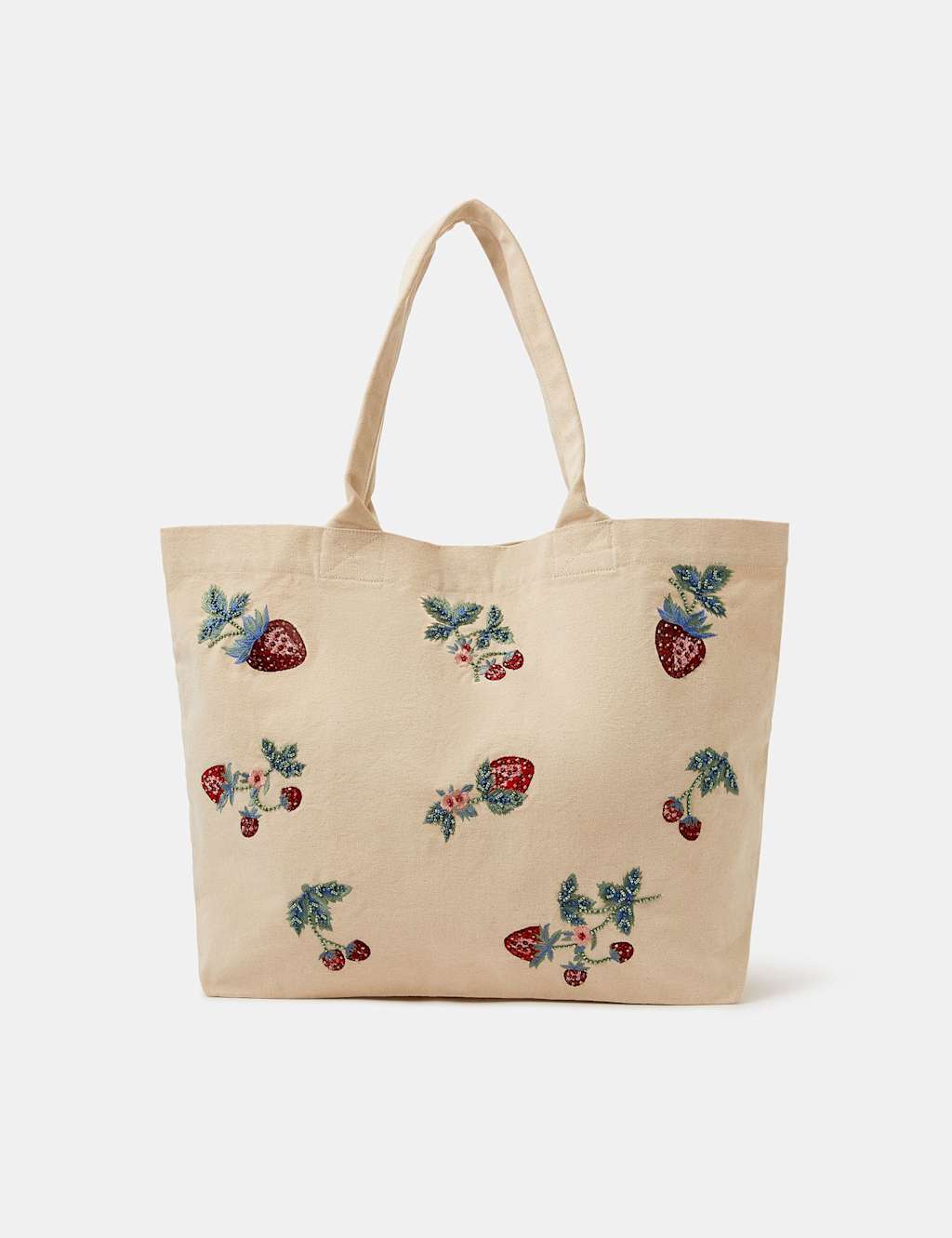 Accessorize Women's Pure Cotton Embellished Strawberry Shopper - Natural - Available at M&S