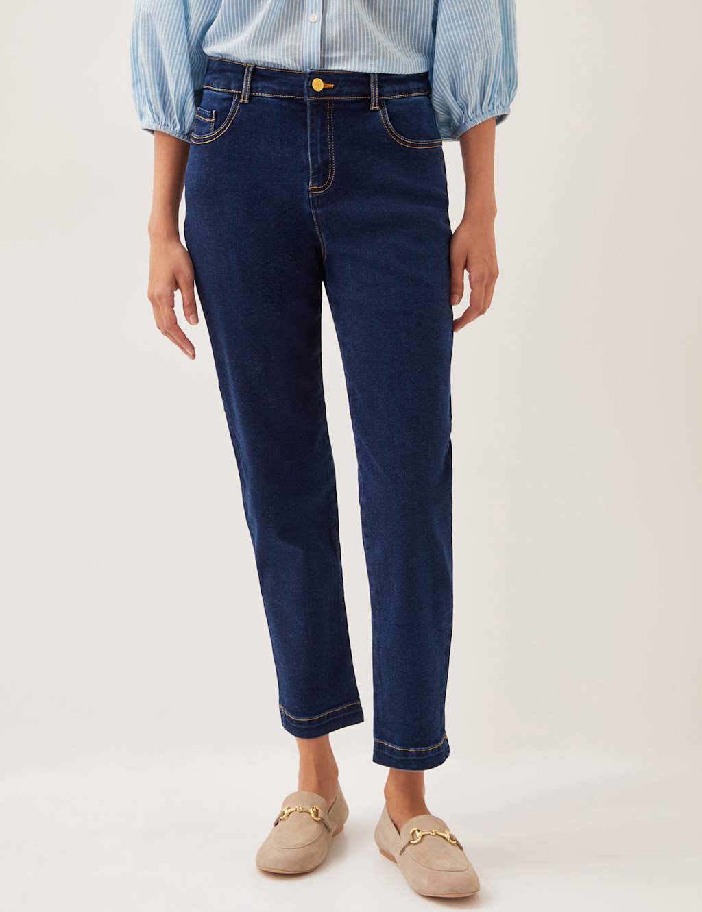 High Waisted Straight Leg Cropped Jeans
