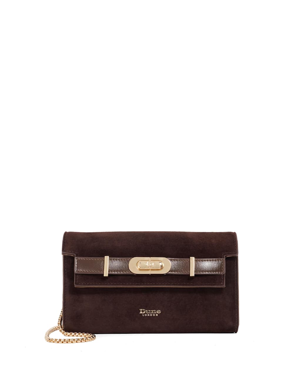 Dune London Chain Strap Cross Body Bag Dark Brown