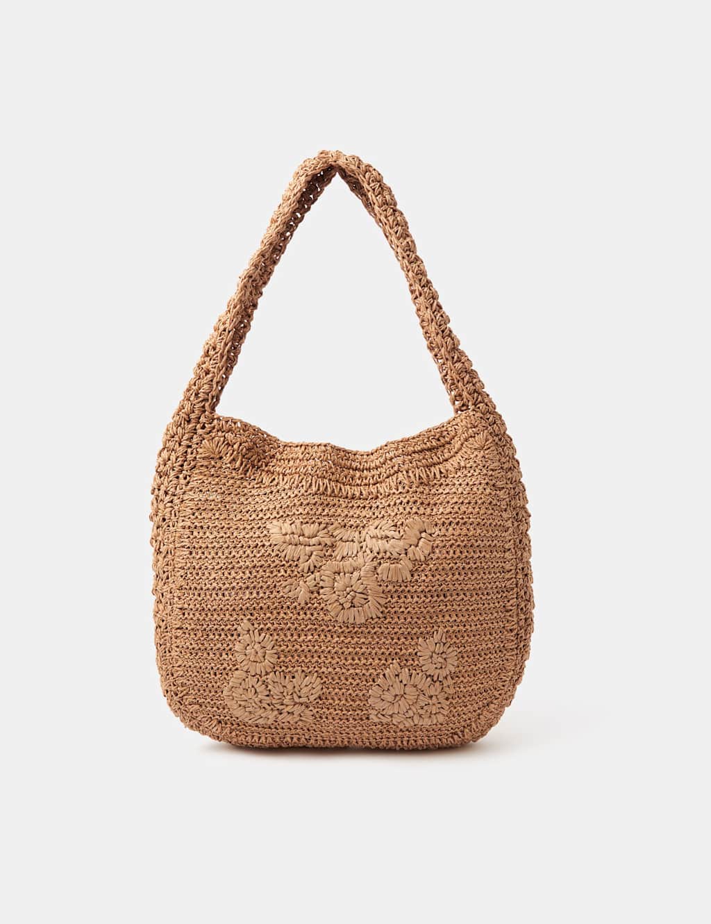 Accessorize Women's Raffia Flower Shoulder Bag - Natural - Available at M&S