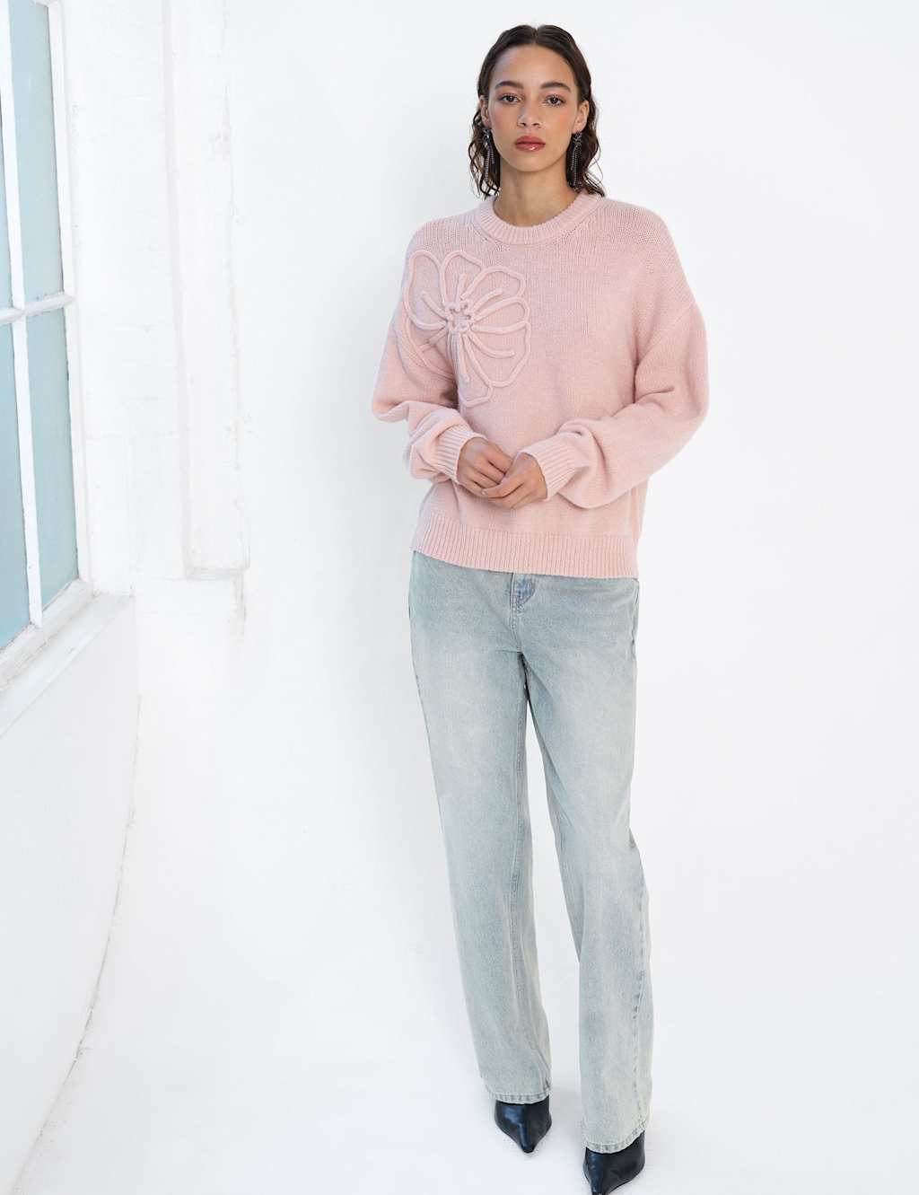 French Connection Women's Textured Crew Neck Jumper - Small - Pink - Available at M&S
