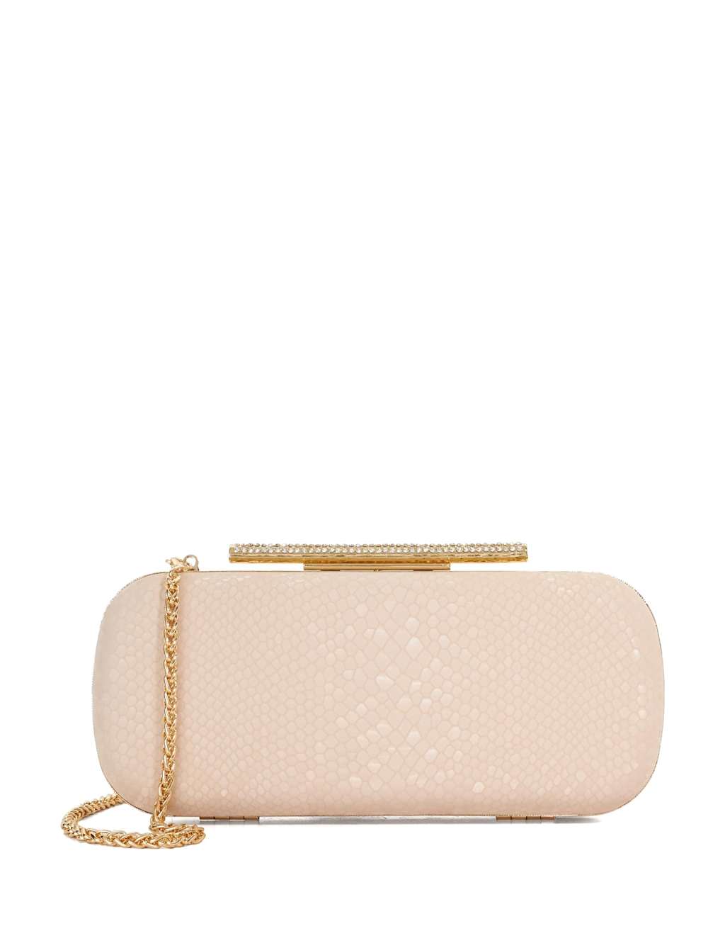 Dune London Women's Leather Croc Effect Oval Hard Clutch Bag - Blush - Available at M&S