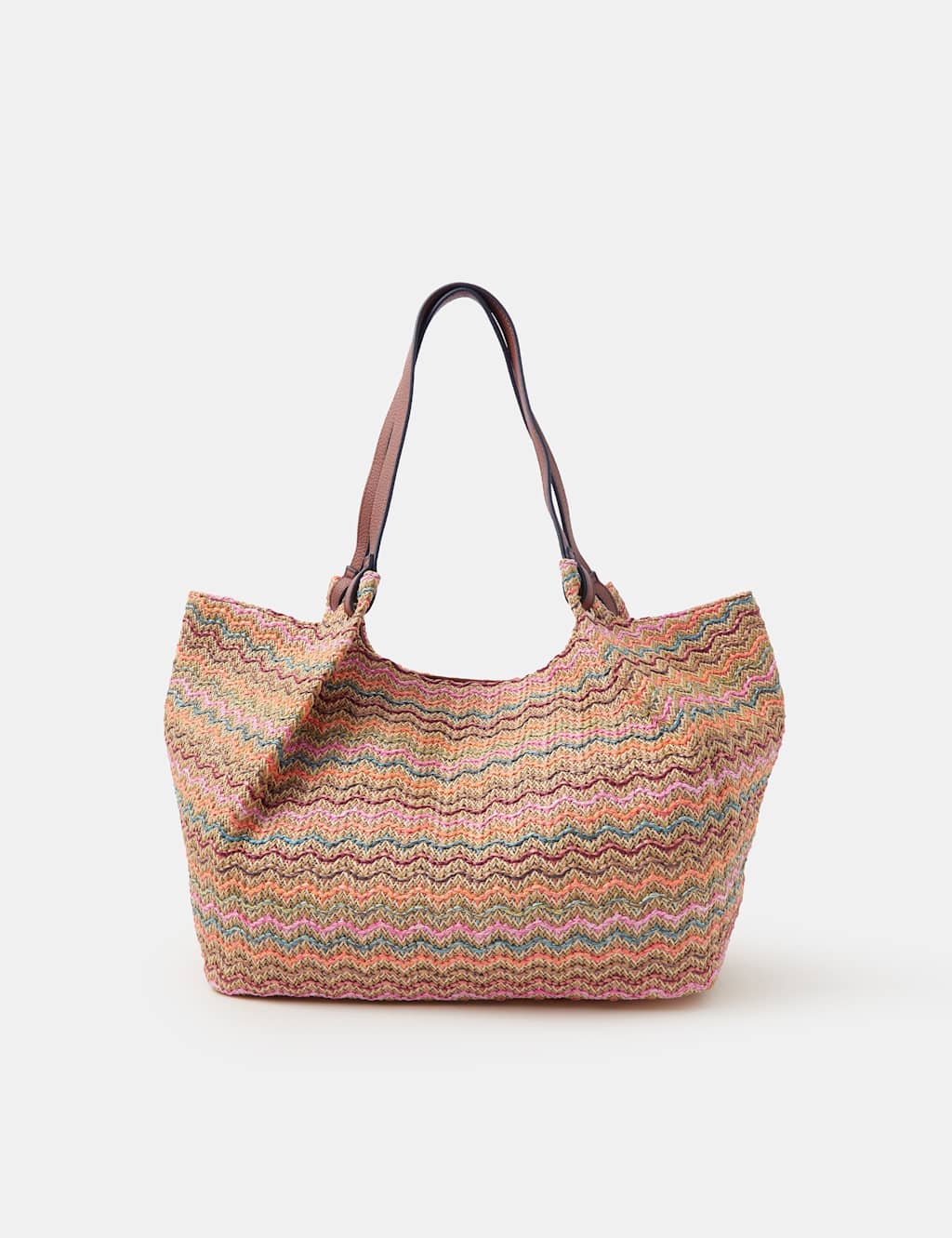 Accessorize Women's Zig Zag Raffia Shoulder Bag - Multi - Available at M&S