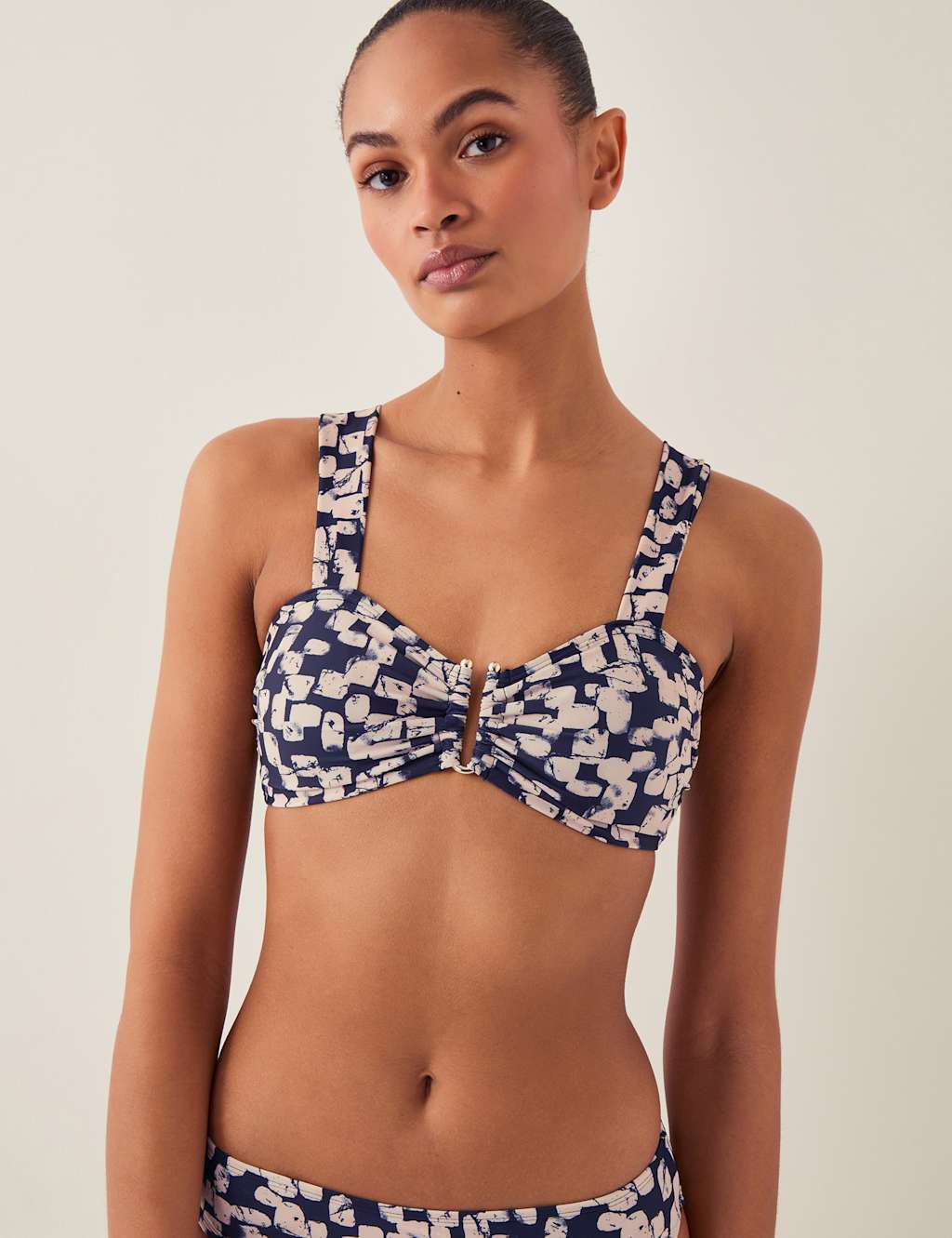 Abstract Print Triangle Bikini Top