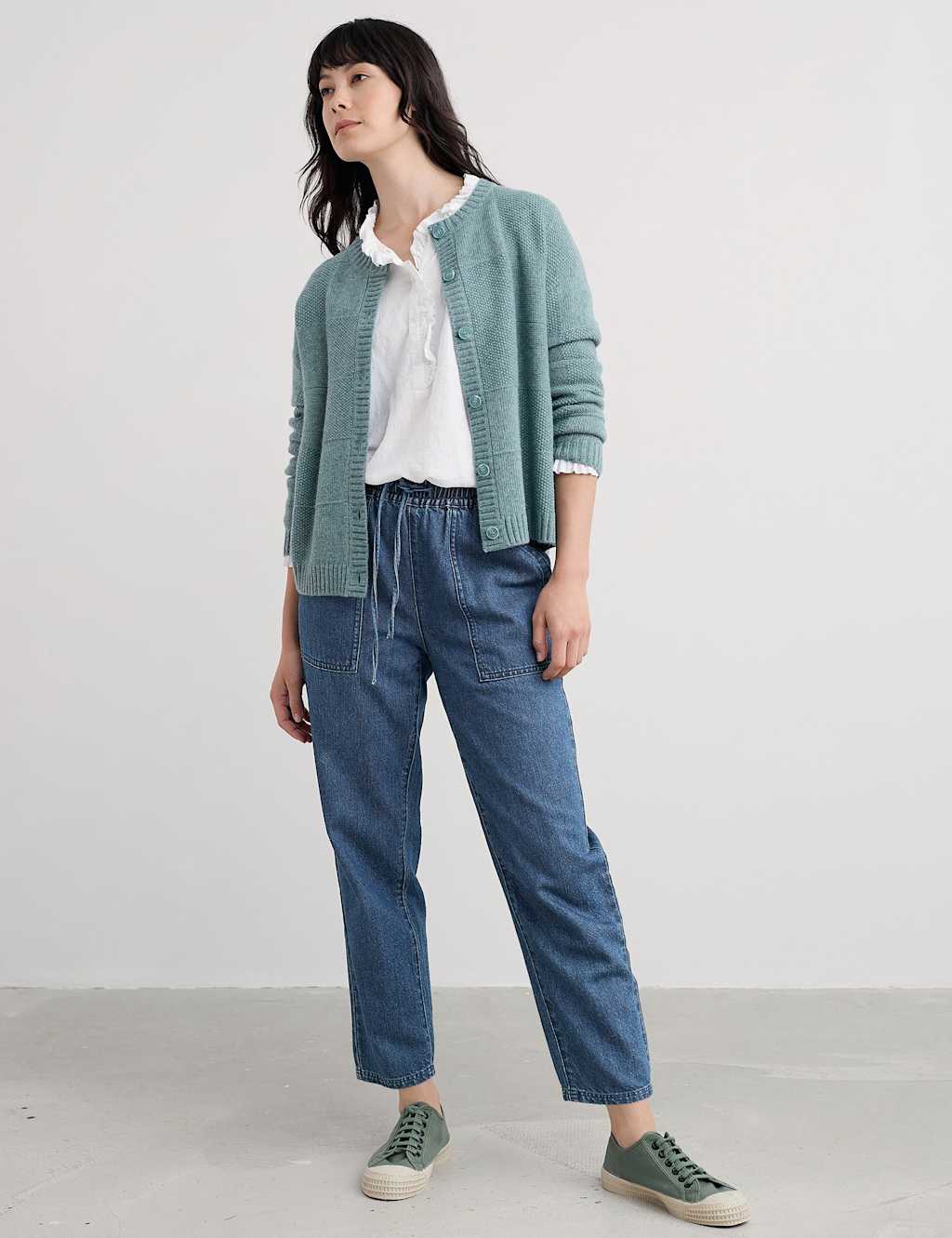 Seasalt Cornwall Women's Cotton Rich Drawstring Joggers with Linen - 16 - Blue - Available at M&S