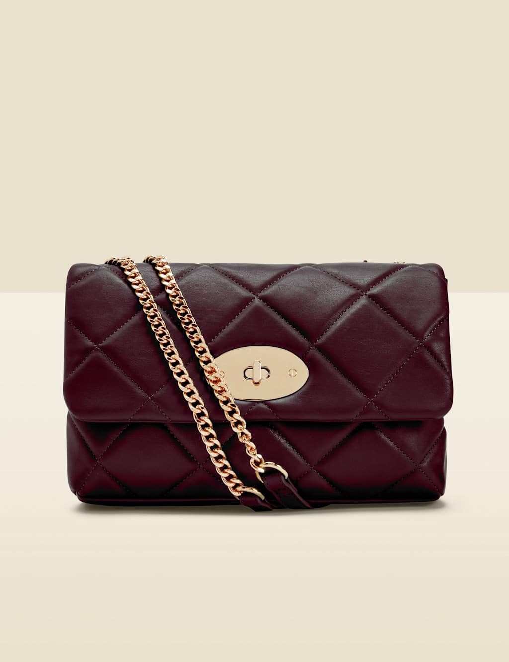 SOSANDAR Quilted Cross Body Bag Burgundy