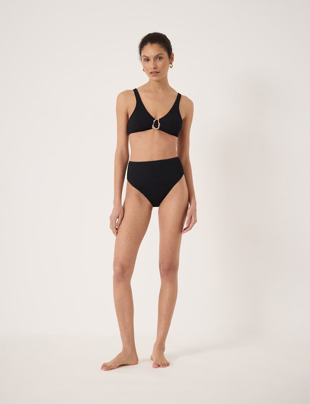 Hush Women's Crinkle High Waisted Bottoms - 12 - Black - Available at M&S