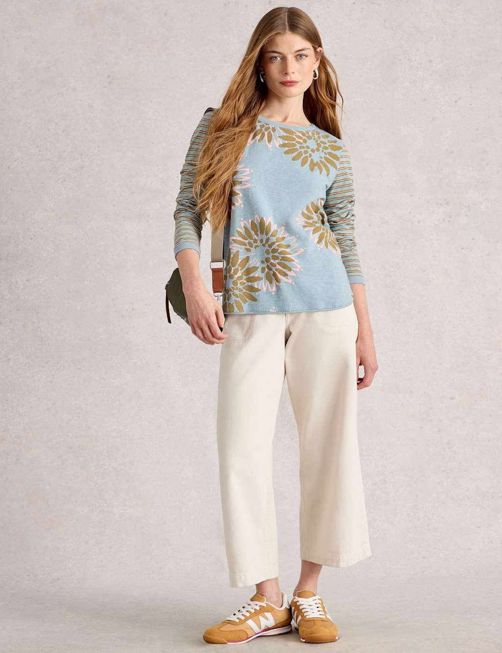 White Stuff Women's Pure Cotton Leaf Print Top - 12REG - Green, Green,Navy Mix,Pink Mix