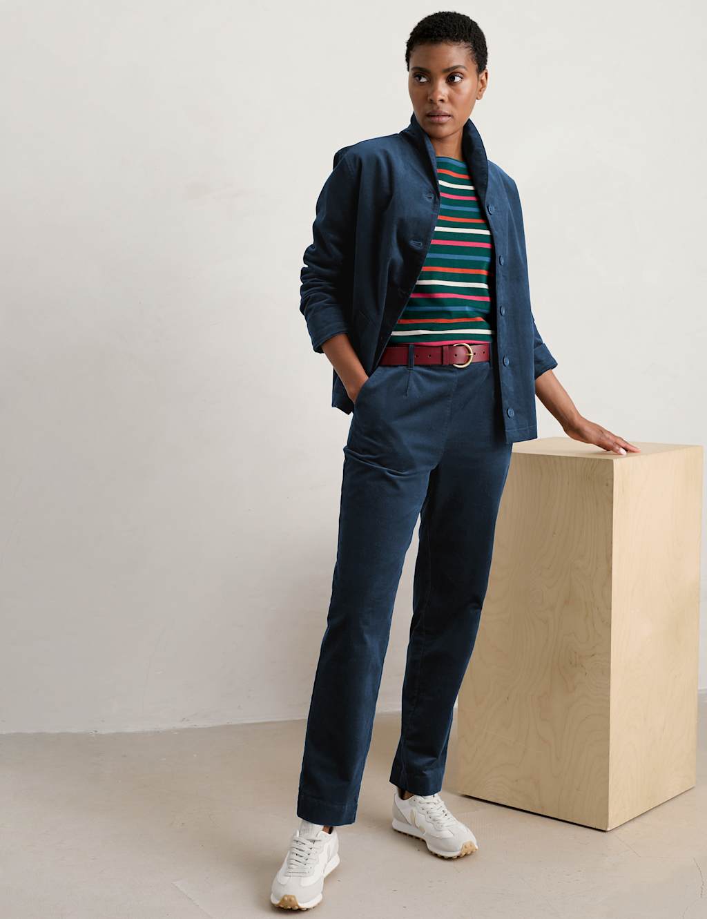 Cotton Rich Tapered Ankle Grazer Trousers