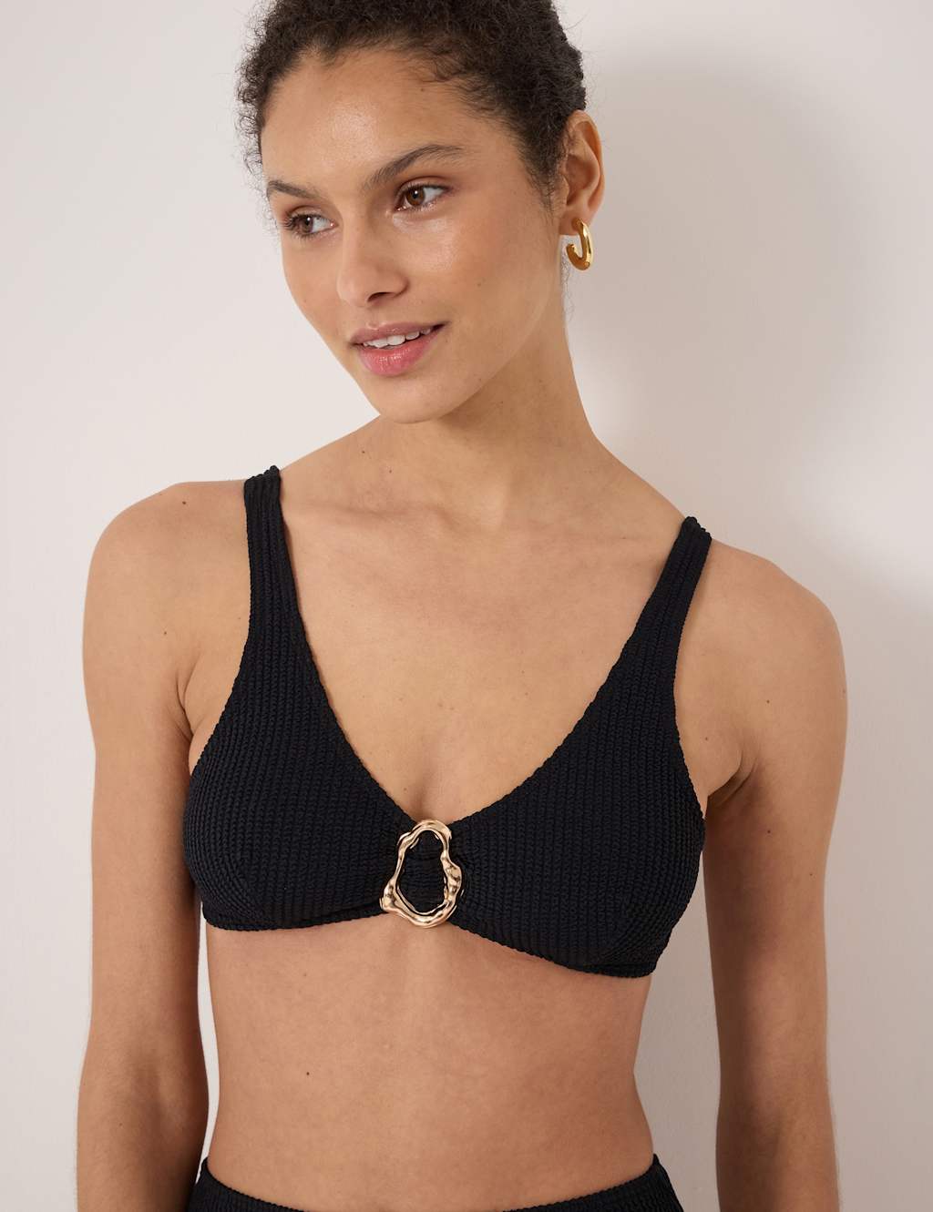 Hush Women's Crinkle Bikini Top - 12 - Black - Available at M&S