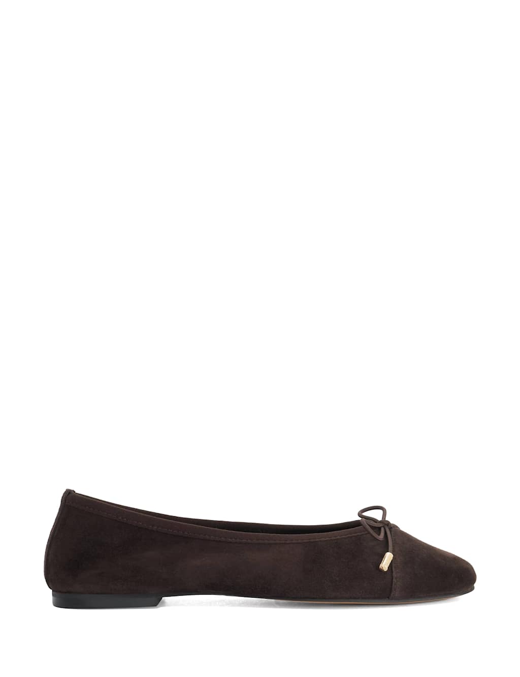 Dune London Women's Suede Flat Ballet Pumps - 4 - Brown - Available at M&S