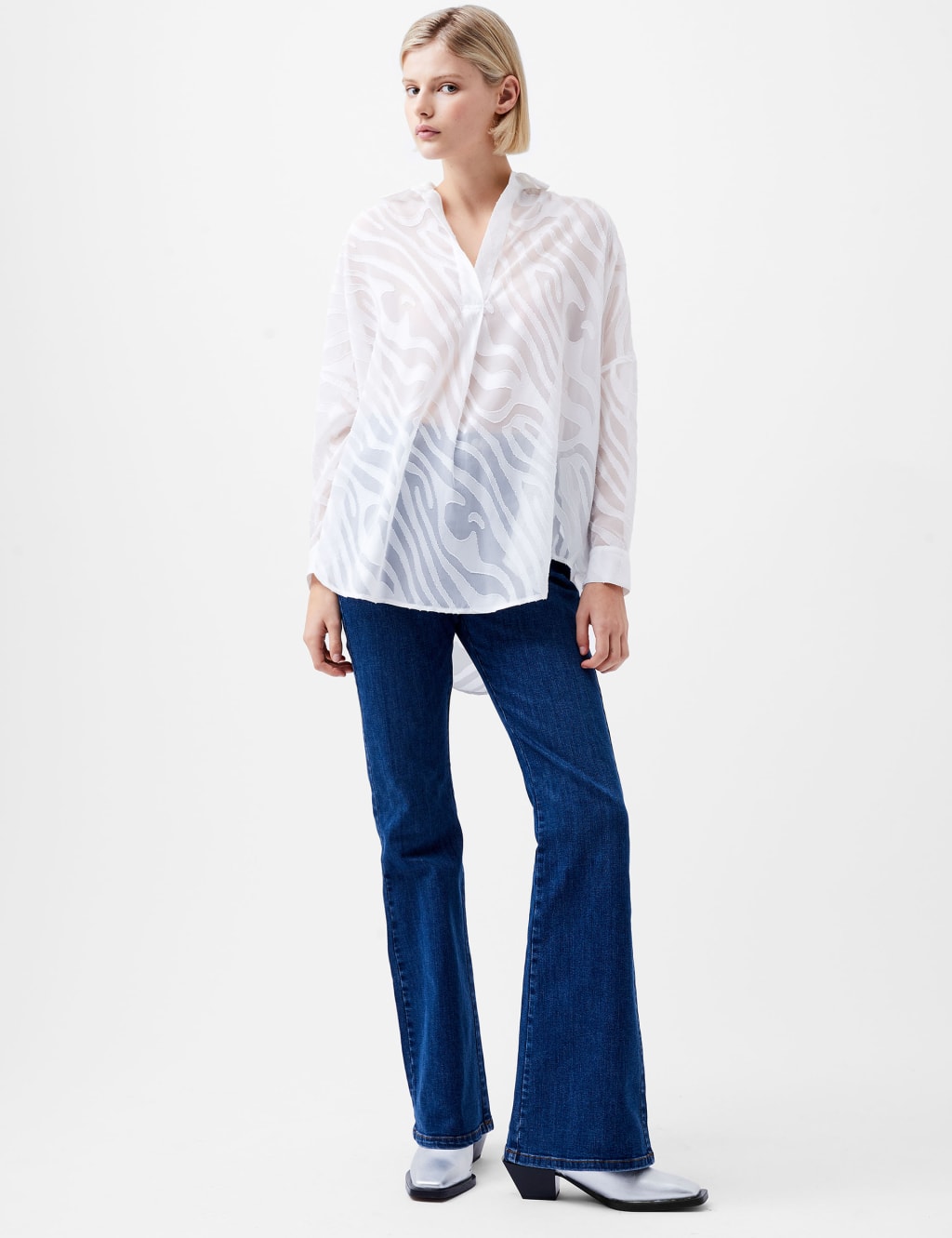 Devoré Zebra Popover Blouse