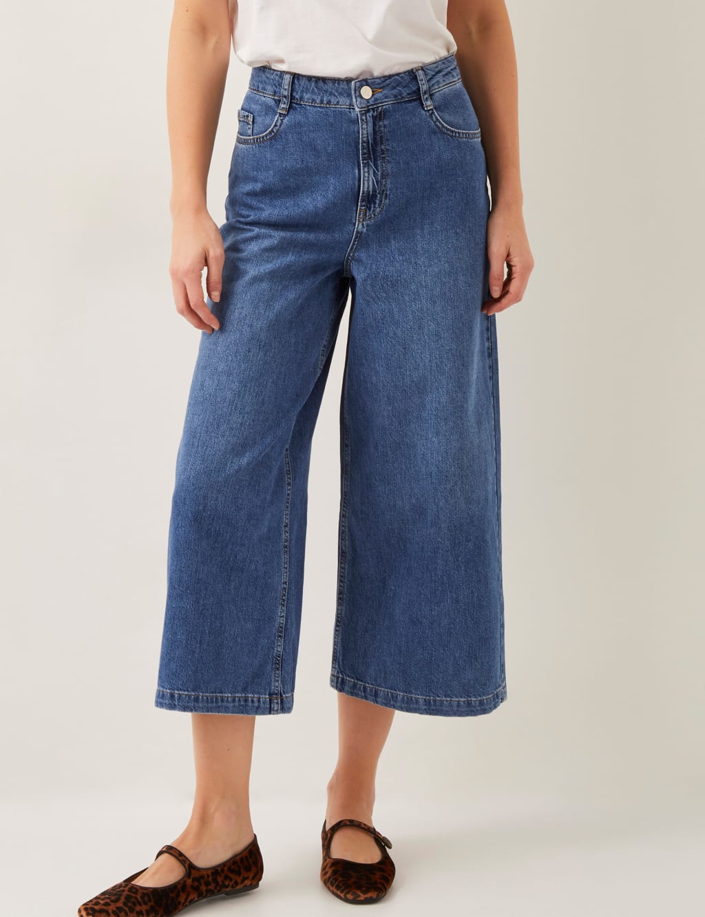 High Waisted Wide Leg Cropped Jeans