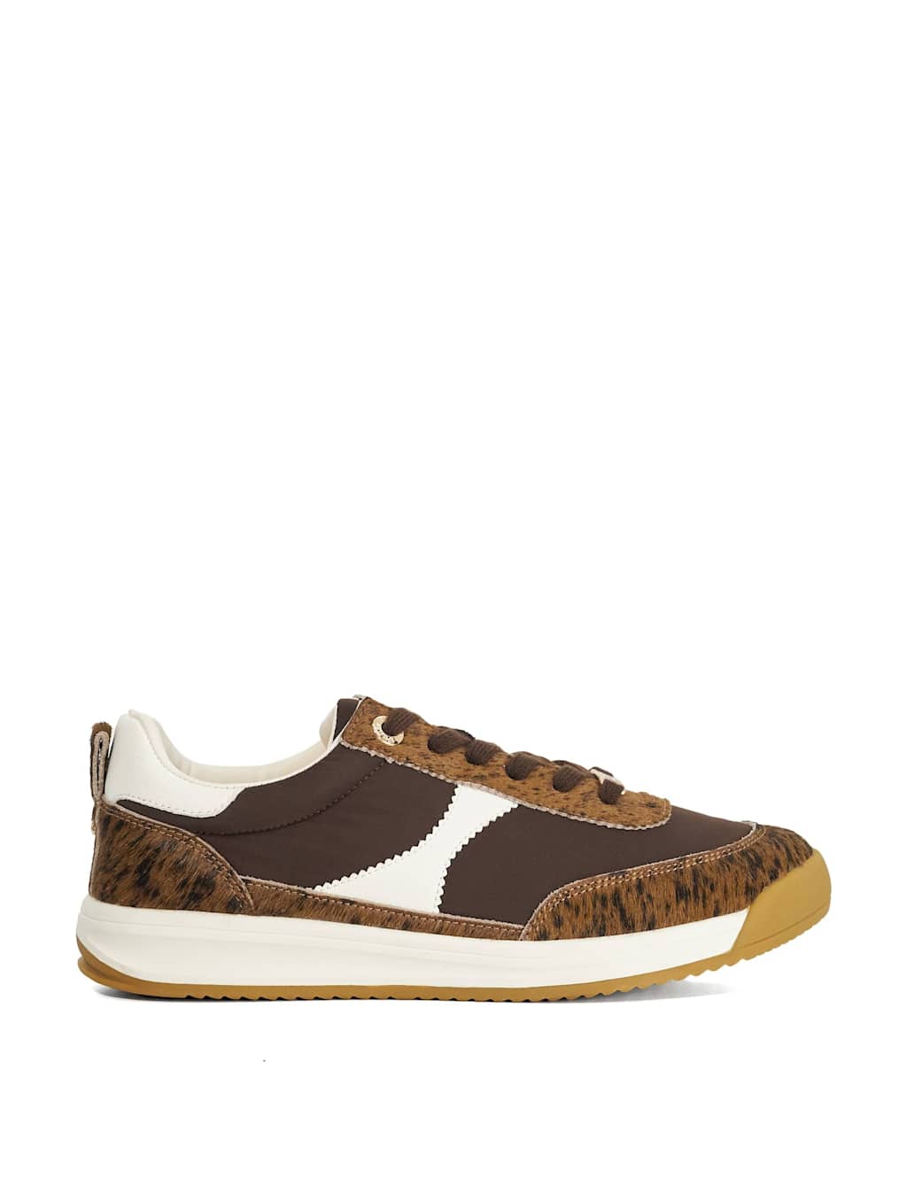 Dune London Suede Lace Up Trainers Brown Mix